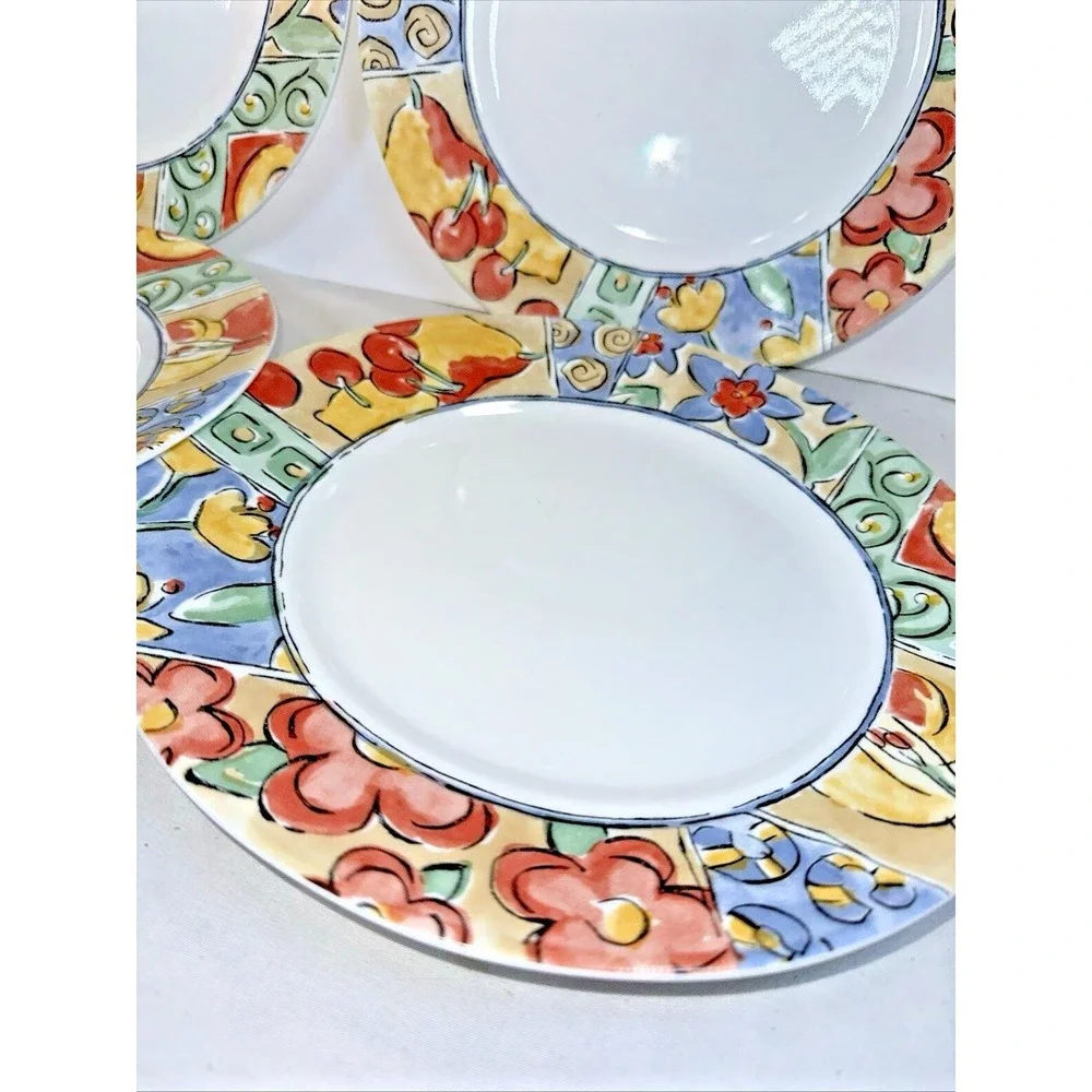 VTG Corelle Impressions Watercolors Dinner plates  Lot of 4 Vitrelle 10-7/8